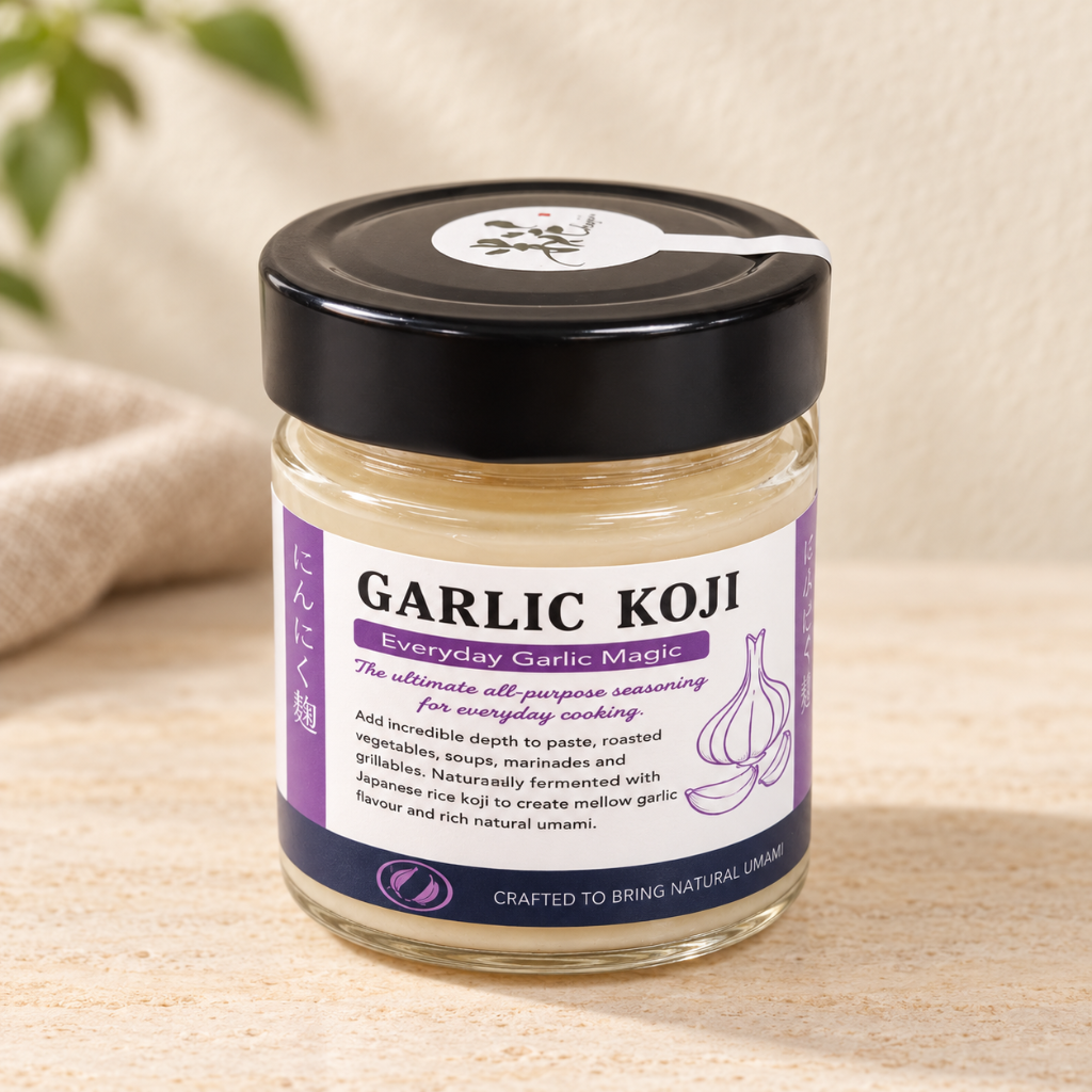 Jar of garlic koji